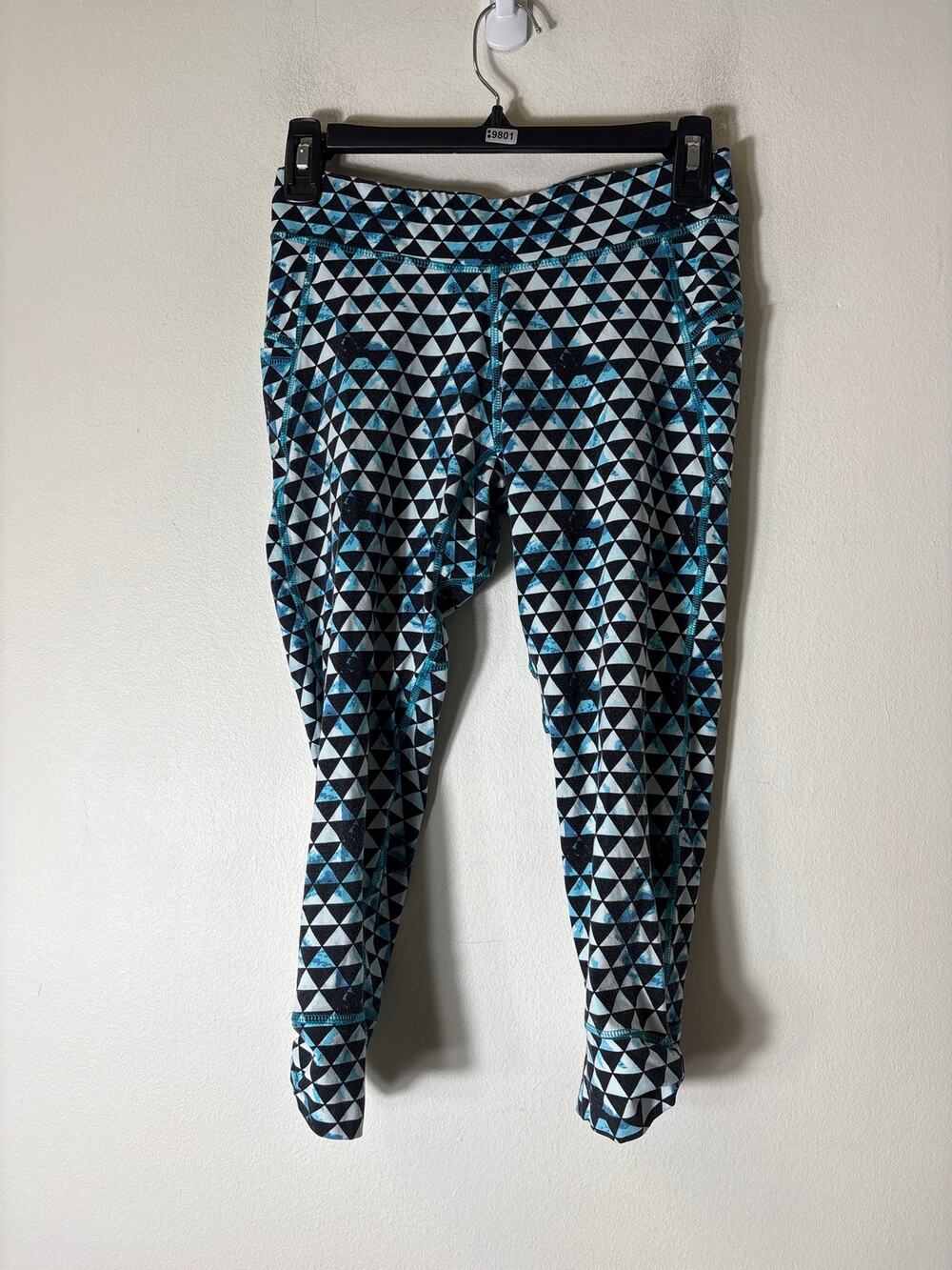 Tasc Blue Black Athletic Mid Calf Leggings Sz M